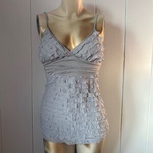 Y2K Body Central Grey Ruffle Babydoll Tank